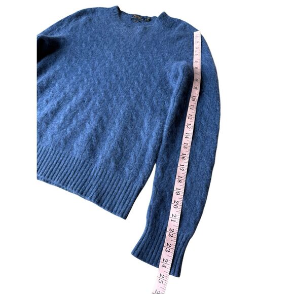 Polo Ralph Lauren Blue 100% Fuzzy Textured Cashmere Sweater Size L - Picture 9 of 9